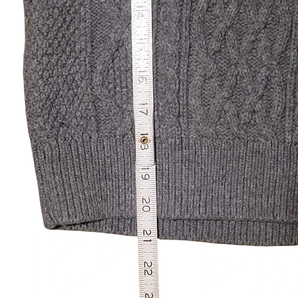 Gap Cable Knit Sweater Boys‎ Medium Henley Button-Up Collar Fisherman Gray